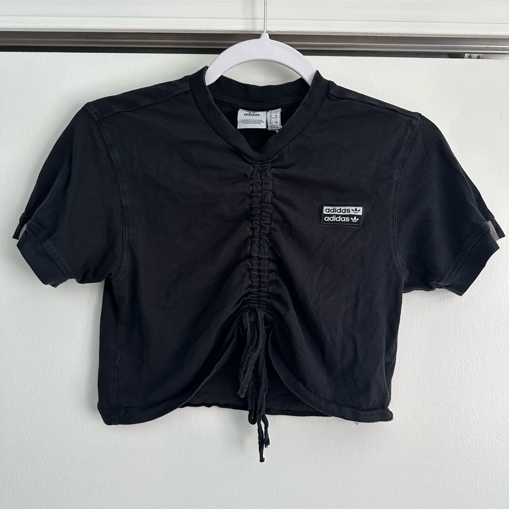 Adidas Black Ruched Crop Top